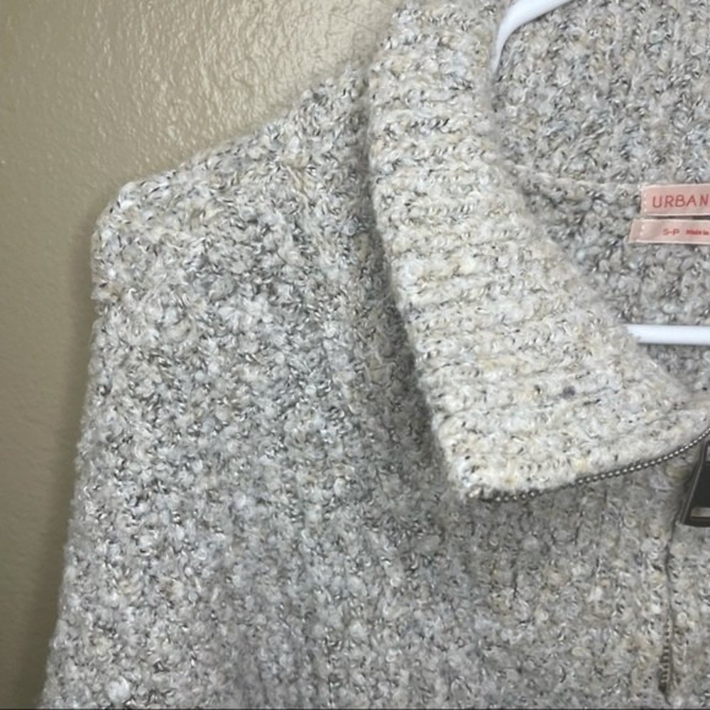 Urban Outfitters Oversized Ribbed Sweater 1/4 Zip Pullover Cream Women Size S - Picture 4 of 6